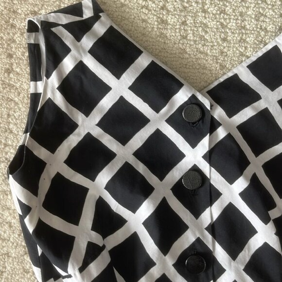 Vintage Doris Dodson Black / White Fit & Flare Dress 1950s Fits XXS-XS - Picture 2 of 16